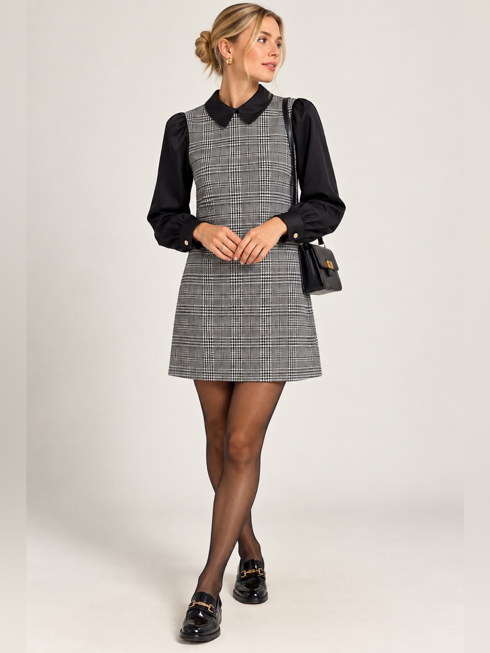 Tommy Hilfiger Glen Plaid Peter Pan Collar Dress 8